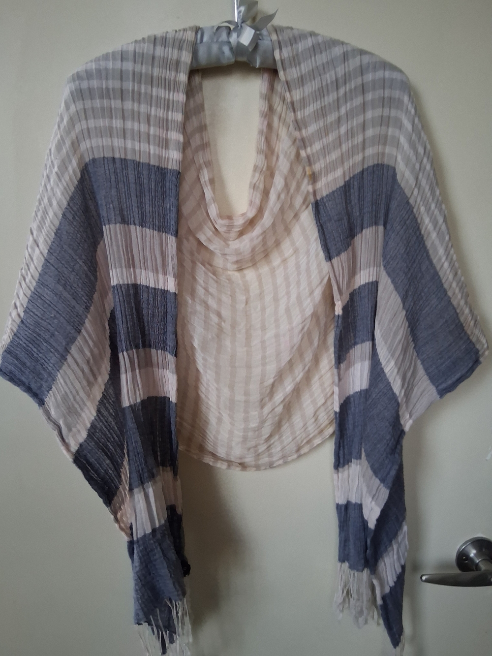 Land End Scarf Blue and Cream Striped